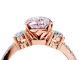 Rose gold Fancy Pink Oval  Cut Three-Stone Diamond Pavé Band with Prong Setting_21