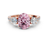 Rose gold Fancy Pink Oval  Cut Three-Stone Diamond Pave Band with Prong Setting_37