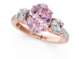 Rose gold Fancy Pink Oval  Cut Three-Stone Diamond Pave Band with Prong Setting_38