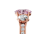 Rose gold Fancy Pink Oval Cut Three-Stone Diamond Ring with Pavé Band and Four-Prong Setting_5