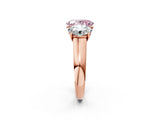 Rose gold Fancy Pink Oval Cut Three-Stone Diamond Ring with Prong Setting on a Classic Band_14