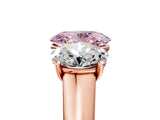 Rose gold Fancy Pink Oval Cut Three-Stone Diamond Ring with Prong Setting on a Classic Band_17
