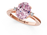 Rose gold Fancy Pink Oval  Cut Three-Stone Solitaire Ring with Round Accent Diamonds and Four-Prong Setting_21