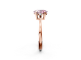Rose gold Fancy Pink Oval  Cut Three-Stone Solitaire Ring with Round Accent Diamonds and Four-Prong Setting_22
