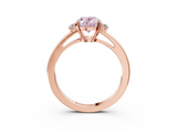 Rose gold Fancy Pink Oval  Cut Three-Stone Solitaire Ring with Round Accent Diamonds and Four-Prong Setting_23