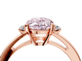 Rose gold Fancy Pink Oval  Cut Three-Stone Solitaire Ring with Round Accent Diamonds and Four-Prong Setting_24