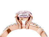 Rose gold Fancy Pink Oval  Cut Twist Band Solitaire Diamond Ring with Pavé Setting_7