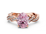 Rose gold Fancy Pink Oval  Cut Twisted Pavé Band Solitaire Ring with Four-Prong Setting_55