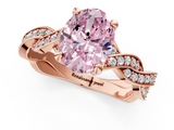 Rose gold Fancy Pink Oval  Cut Twisted Pavé Band Solitaire Ring with Four-Prong Setting_56