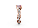 Rose gold Fancy Pink Oval  Cut Twisted Pavé Band Solitaire Ring with Four-Prong Setting_57