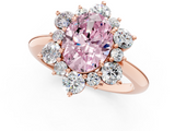Rose gold Fancy Pink Oval  Diamond Cluster Halo Ring with Solitaire Band and Four-Prong Setting_21