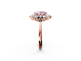 Rose gold Fancy Pink Oval  Diamond Cluster Halo Ring with Solitaire Band and Four-Prong Setting_22