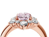 Rose gold Fancy Pink Oval  Diamond Cluster Halo Ring with Solitaire Band and Four-Prong Setting_24