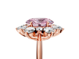 Rose gold Fancy Pink Oval  Diamond Cluster Halo Ring with Solitaire Band and Four-Prong Setting_25