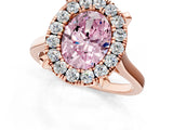 Rose gold Fancy Pink Oval  Diamond Cluster Halo Solitaire with Four-Prong Setting_77