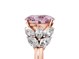 Rose gold Fancy Pink Oval  Diamond Cluster Leaf Design Ring with Prong Setting_71