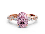 Rose gold Fancy Pink Oval  Diamond Cluster Prong-Set Solitaire Ring_58