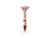 Rose gold Fancy Pink Oval  Diamond Cluster Prong-Set Solitaire Ring_60