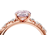 Rose gold Fancy Pink Oval  Diamond Cluster Prong-Set Solitaire Ring_62