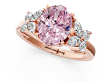 Rose gold Fancy Pink Oval  Diamond Floral Cluster Ring with Solitaire Band and Prong Setting_44