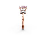 Rose gold Fancy Pink Oval  Diamond Floral Cluster Ring with Solitaire Band and Prong Setting_45