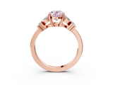 Rose gold Fancy Pink Oval  Diamond Floral Cluster Ring with Solitaire Band and Prong Setting_46