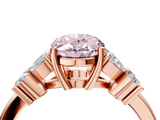 Rose gold Fancy Pink Oval  Diamond Floral Cluster Ring with Solitaire Band and Prong Setting_47