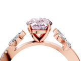 Rose gold Fancy Pink Oval  Diamond Floral Vine Solitaire Engagement Ring_7