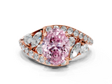 Rose gold Fancy Pink Oval  Diamond Halo Ring with Marquise and Pavé Band in Prong Setting_73