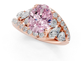Rose gold Fancy Pink Oval  Diamond Halo Ring with Marquise and Pavé Band in Prong Setting_74