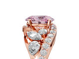 Rose gold Fancy Pink Oval  Diamond Halo Ring with Marquise and Pavé Band in Prong Setting_78