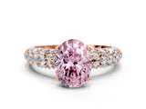 Rose gold Fancy Pink Oval  Diamond Pavé Band Solitaire Ring with Four-Prong Setting_49