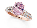 Rose gold Fancy Pink Oval  Diamond Pavé Band Solitaire Ring with Four-Prong Setting_50