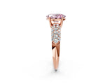 Rose gold Fancy Pink Oval  Diamond Pavé Band Solitaire Ring with Four-Prong Setting_51