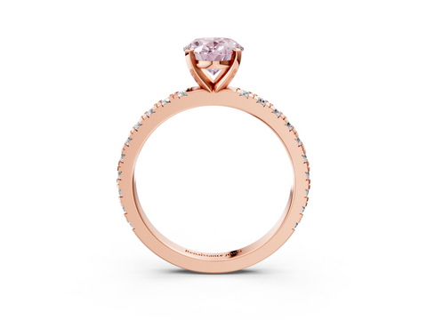 Rose gold Fancy Pink Oval  Diamond Pavé Band Solitaire with Four-Prong Setting_224