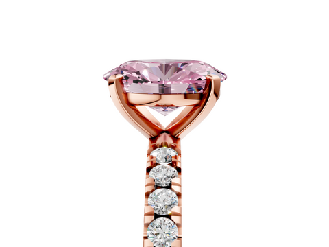 Rose gold Fancy Pink Oval  Diamond Pavé Band Solitaire with Four-Prong Setting_226