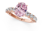 Rose gold Fancy Pink Oval  Diamond Pavé Band Solitaire with Four-Prong Setting_4