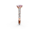Rose gold Fancy Pink Oval  Diamond Pavé Band Solitaire with Four-Prong Setting_5
