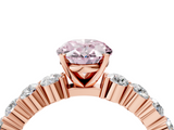 Rose gold Fancy Pink Oval  Diamond Pavé Band Solitaire with Four-Prong Setting_7
