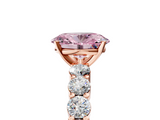 Rose gold Fancy Pink Oval  Diamond Pavé Band Solitaire with Four-Prong Setting_8