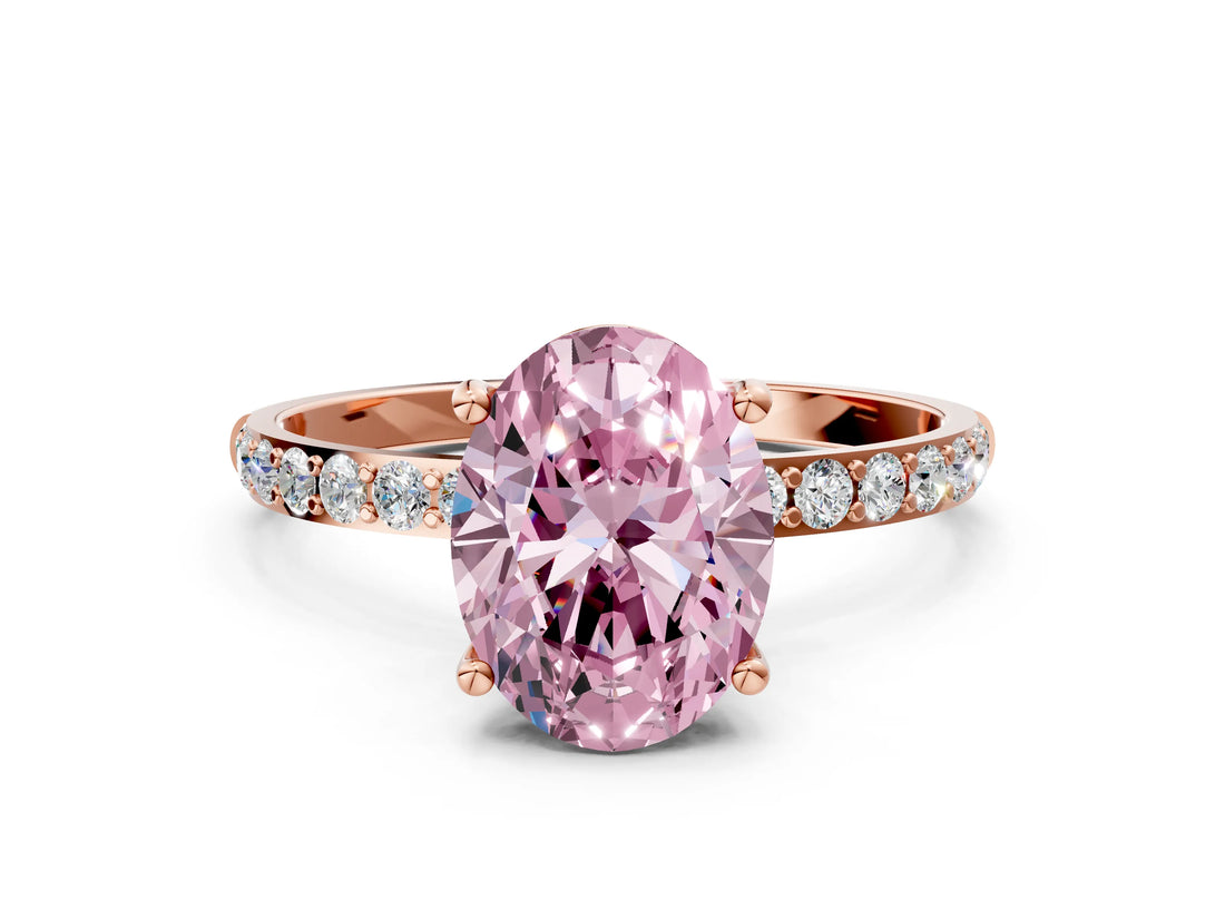 Rose gold Fancy Pink Oval  Diamond Pavé Band with Six-Prong Setting_27