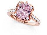 Rose gold Fancy Pink Oval  Diamond Pave Band with Floral Prong Setting_16