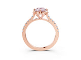 Rose gold Fancy Pink Oval  Diamond Pave Band with Floral Prong Setting_18