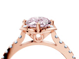 Rose gold Fancy Pink Oval  Diamond Pave Band with Floral Prong Setting_19