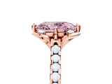 Rose gold Fancy Pink Oval  Diamond Pave Band with Floral Prong Setting_20