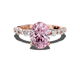 Rose gold Fancy Pink Oval  Diamond Prong Set Engagement Ring with Pave Band_217