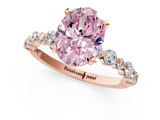 Rose gold Fancy Pink Oval  Diamond Prong Set Engagement Ring with Pave Band_218
