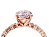 Rose gold Fancy Pink Oval  Diamond Prong Set Engagement Ring with Pave Band_221