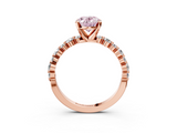 Rose gold Fancy Pink Oval  Diamond Prong Set Engagement Ring with Pave Band_237