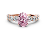 Rose gold Fancy Pink Oval  Diamond Prong Setting with Side Stones on a Pave Band_125